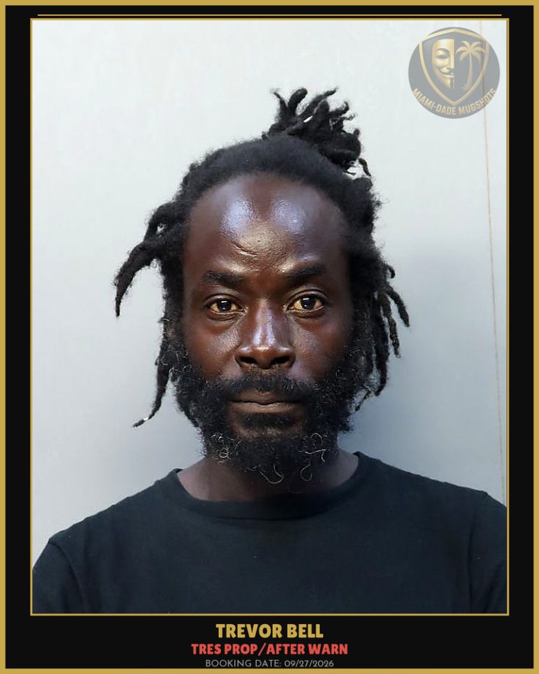 Bell Trevor  Delgado Arrested – TRES PROP/AFTER WARN – Miami-Dade County (Unknown)