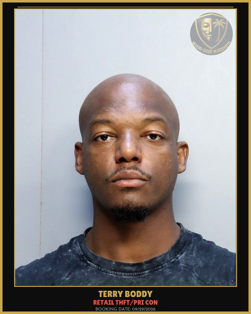 Boddy Terry Darnell Arrested – Retail Thft/Pri Con – Miami-Dade County (Unknown)