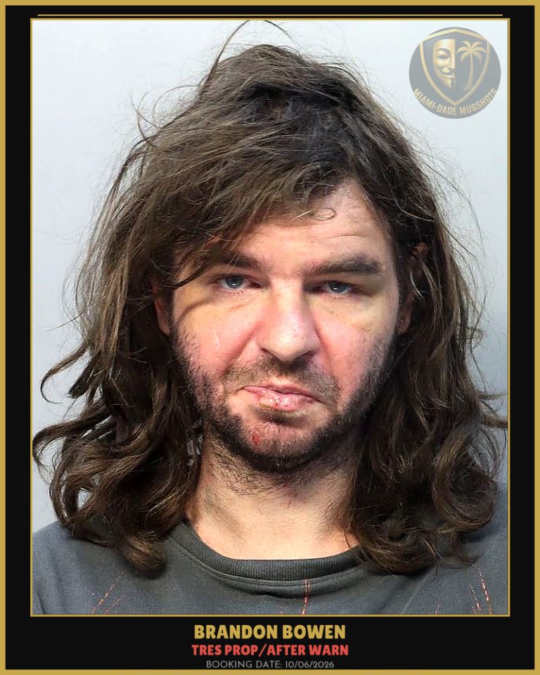 Bowen Brandon Arrested – TRES PROP/AFTER WARN – Miami-Dade County (Unknown)