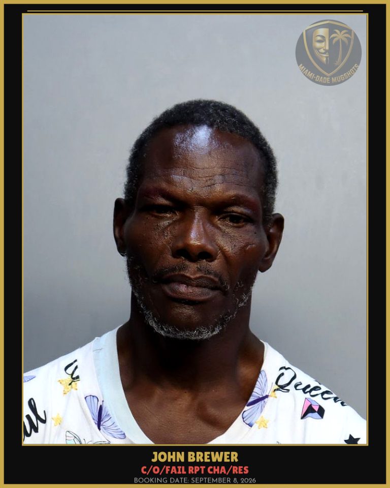 Brewer John Arrested – C/O/FAIL RPT CHA/RES – Miami-Dade County (September 8, 2026)