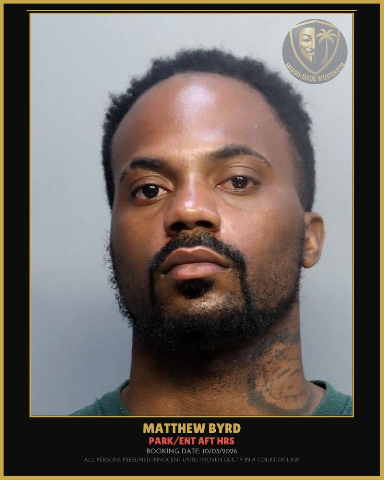 Byrd Matthew Lamont Arrested – PARK/ENT AFT HRS – Miami-Dade County (Unknown)