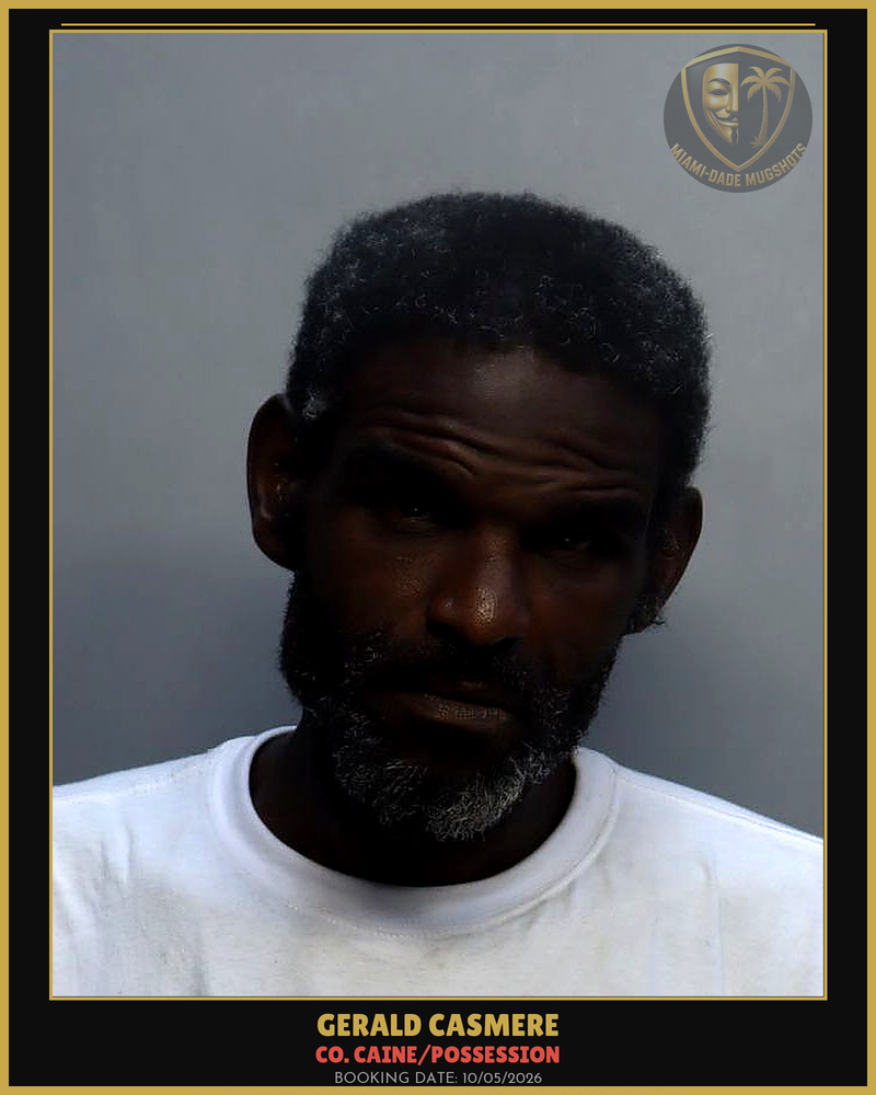 Casmere Gerald Arrested – Co. Caine/Possession – Miami-Dade County (Unknown)