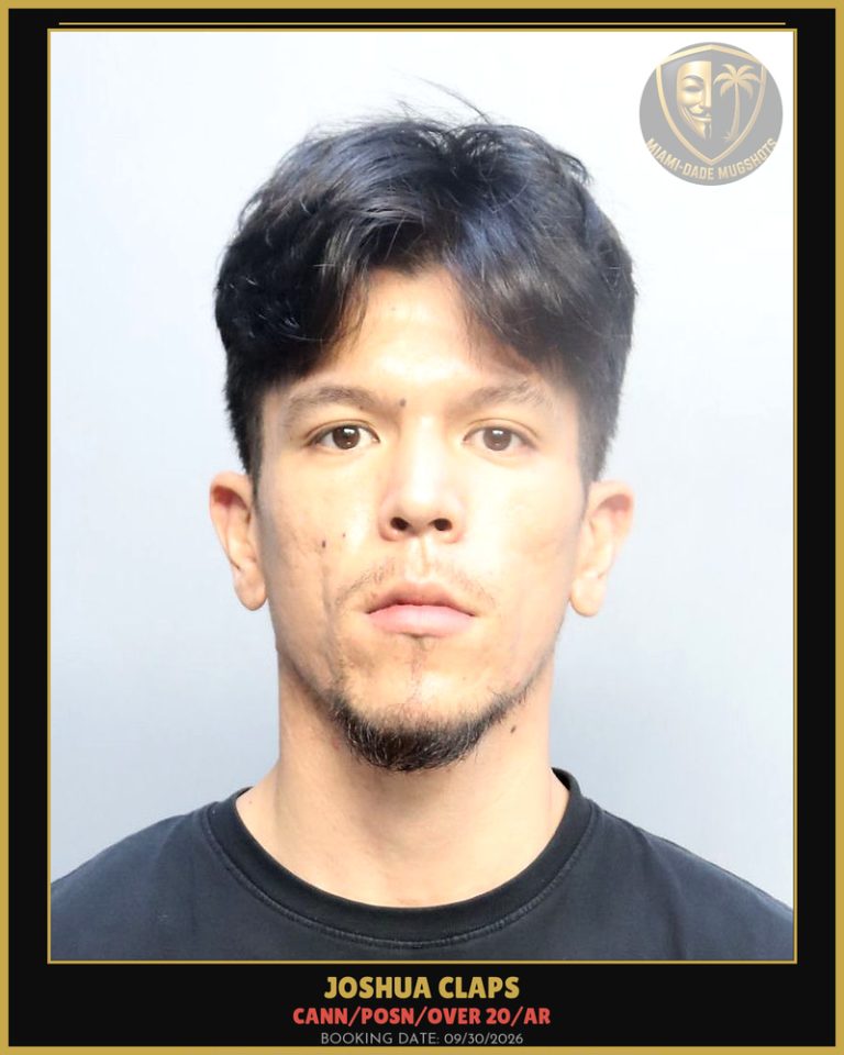 Claps Joshua Tanoue Arrested – CANN/POSN/OVER 20/AR – Miami-Dade County (Unknown)