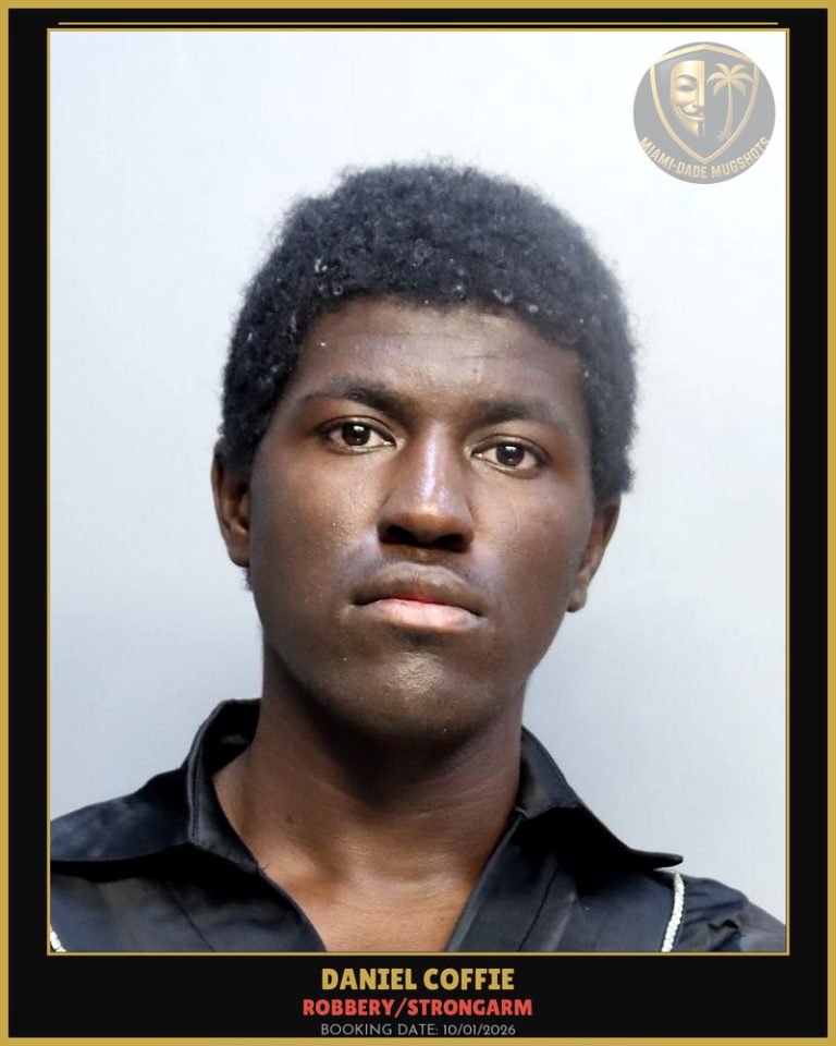 Coffie Daniel  Trevon Arrested – ROBBERY/STRONGARM – Miami-Dade County (Unknown)
