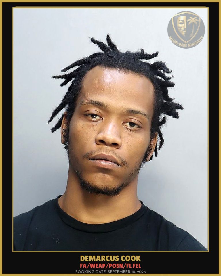 Cook Demarcus Leon Arrested – FA/WEAP/POSN/FL FEL – Miami-Dade County (September 18, 2026)