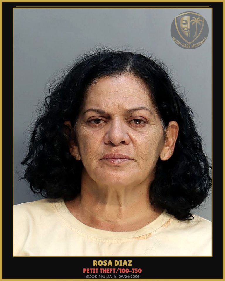 Diaz Rosa  Elena Arrested – PETIT THEFT/100-750 – Miami-Dade County (Unknown)