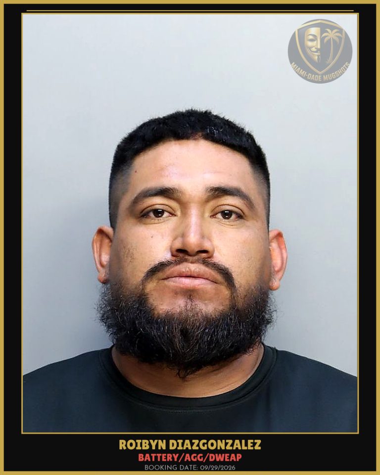 Diazgonzalez Roibyn Nelson Arrested – BATTERY/AGG/DWEAP – Miami-Dade County (Unknown)