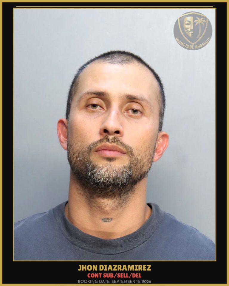 Diazramirez Jhon  Alexander Arrested – CONT SUB/SELL/DEL – Miami-Dade County (September 16, 2026)