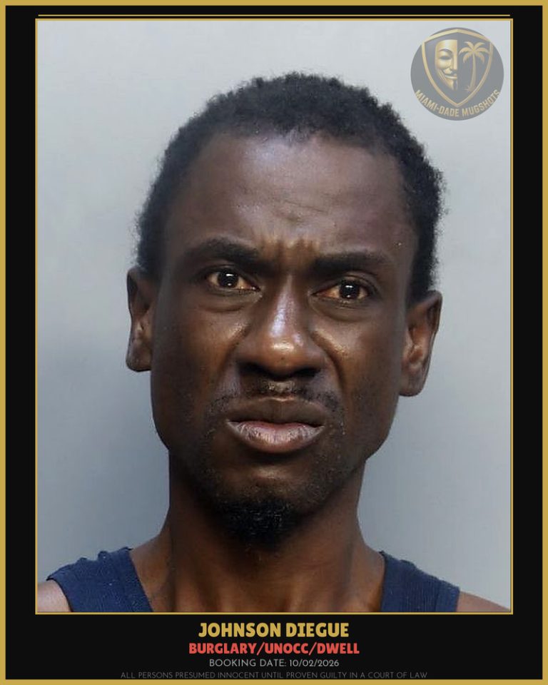 Diegue Johnson Arrested – BURGLARY/UNOCC/DWELL – Miami-Dade County (Unknown)