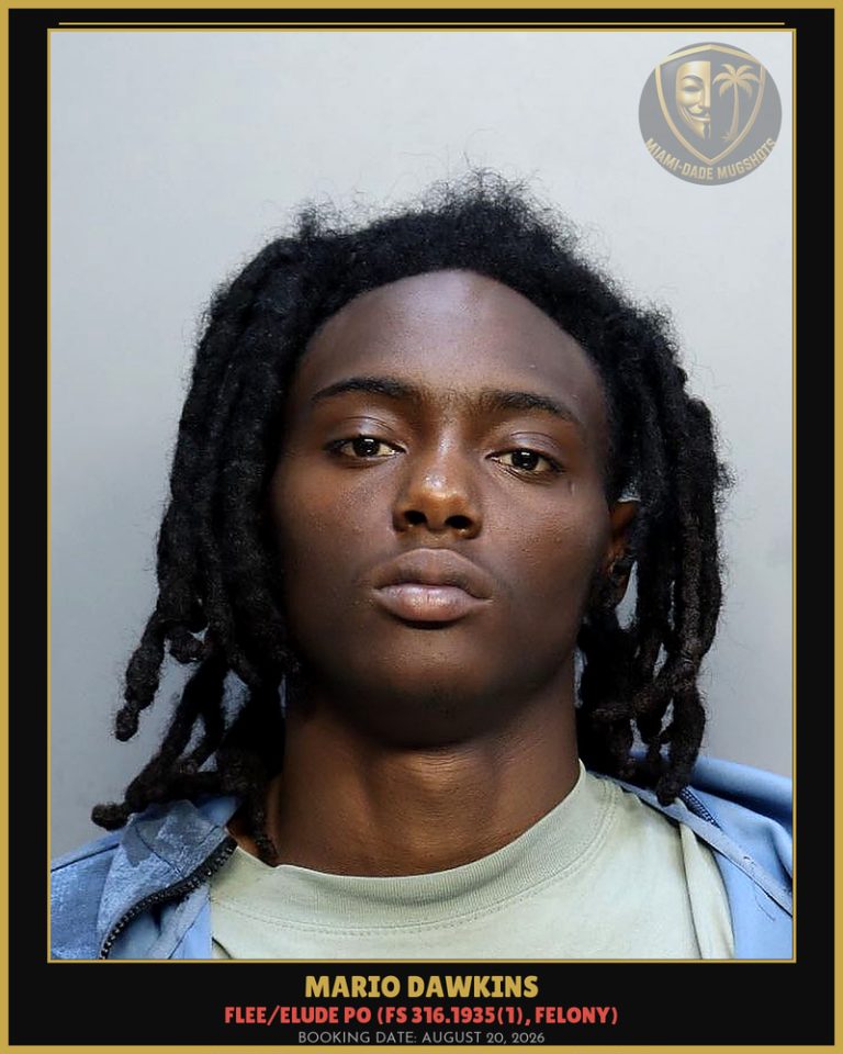 Mario Dawkins Arrested – Miami-Dade County (August 20, 2026)
