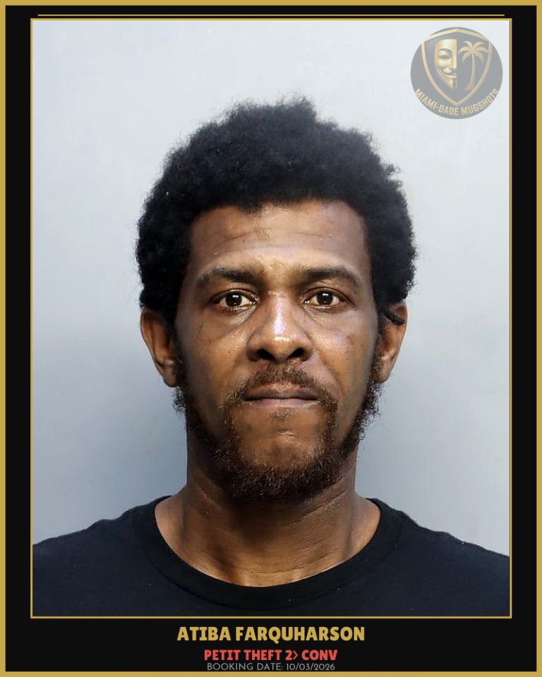 Farquharson Atiba Diaba Arrested – PETIT THEFT 2> CONV – Miami-Dade County (Unknown)