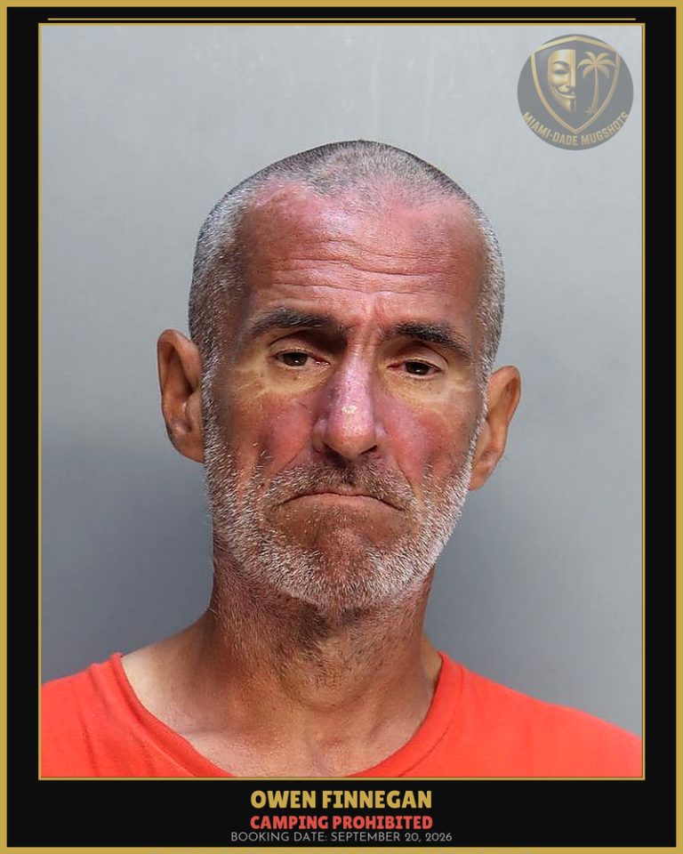 Finnegan Owen  John Arrested – CAMPING PROHIBITED – Miami-Dade County (September 20, 2026)