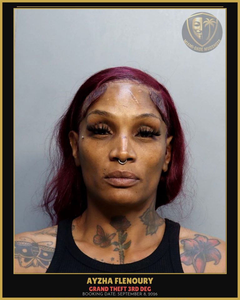 Flenoury Ayzha Arrested – GRAND THEFT 3RD DEG – Miami-Dade County (September 8, 2026)