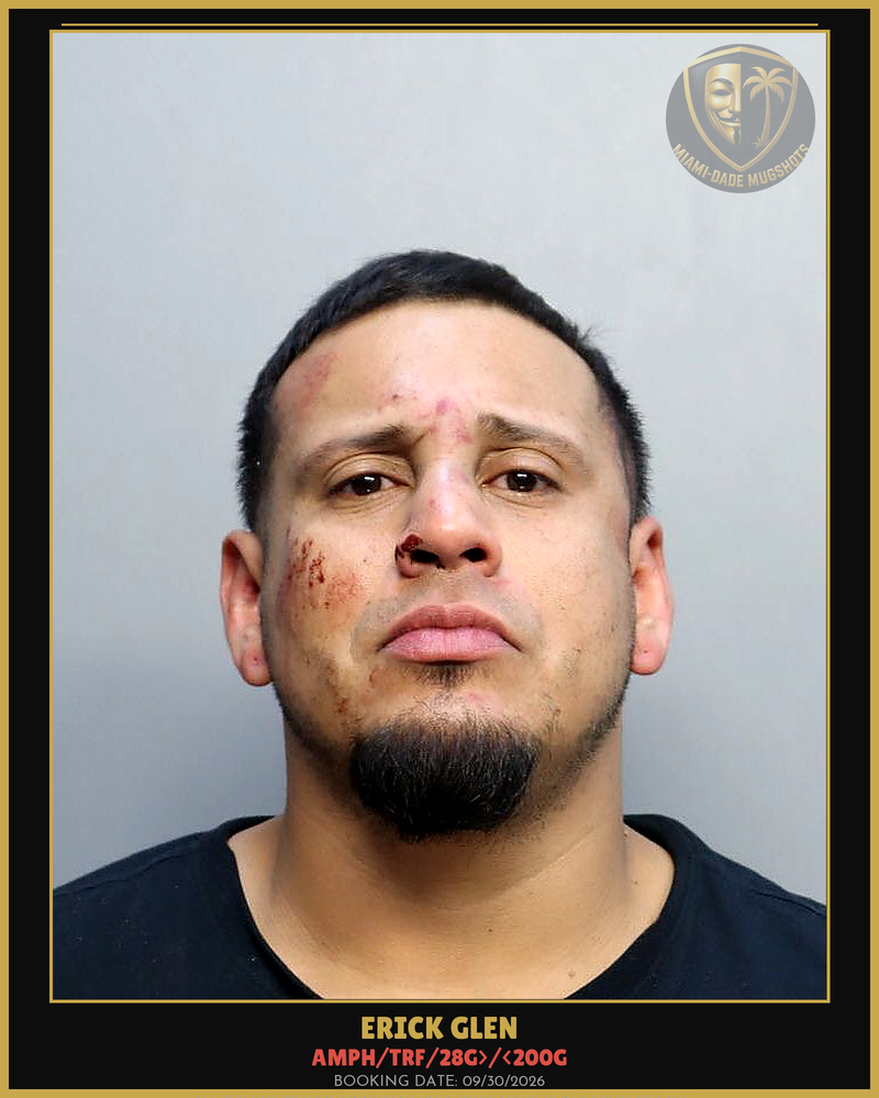 Glen Erick Alfredo Arrested – Amph/Trf/28G>/<200G – Miami-Dade County (Unknown)
