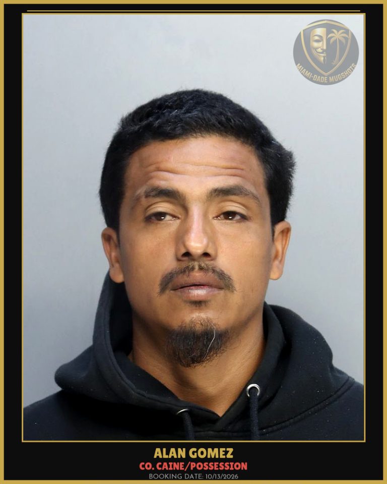 Gomez Alan Junior Arrested – Co. Caine/POSSESSION – Miami-Dade County (Unknown)