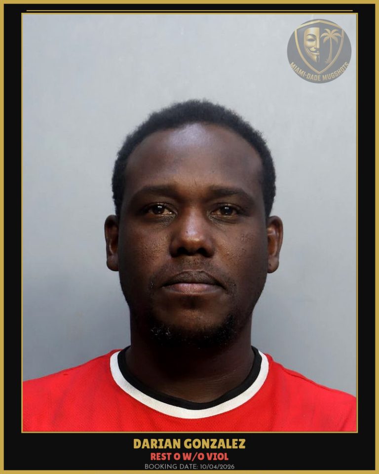 Gonzalez Darian Arrested – REST O W/O VIOL – Miami-Dade County (Unknown)