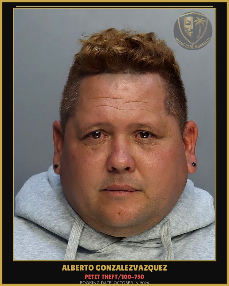 Gonzalezvazquez Alberto Arrested – PETIT THEFT/100-750 – Miami-Dade County (October 16, 2026)