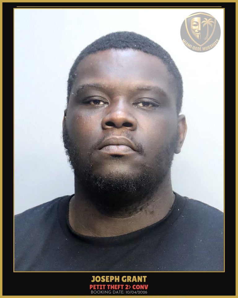 Grant Joseph Arrested – PETIT THEFT 2> CONV – Miami-Dade County (Unknown)