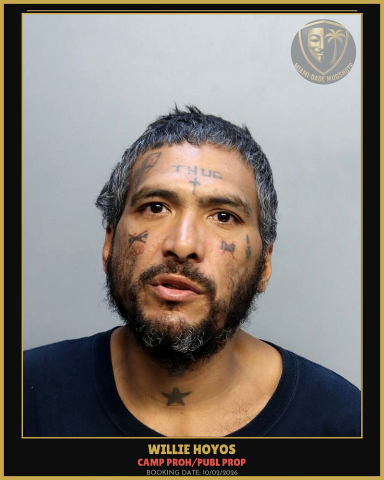 Hoyos Willie Arrested – CAMP PROH/PUBL PROP – Miami-Dade County (Unknown)