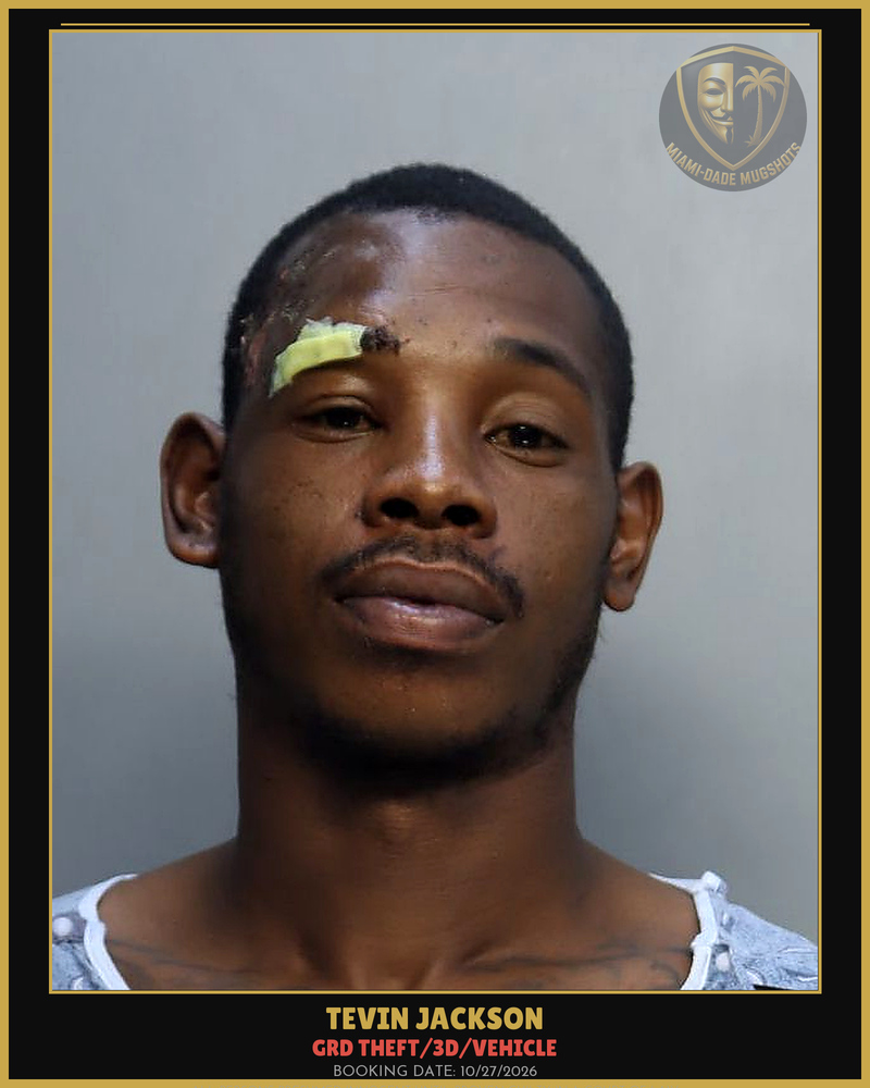 Jackson Tevin Kquintony Arrested – Grd Theft/3D/Vehicle – Miami-Dade County (Unknown)