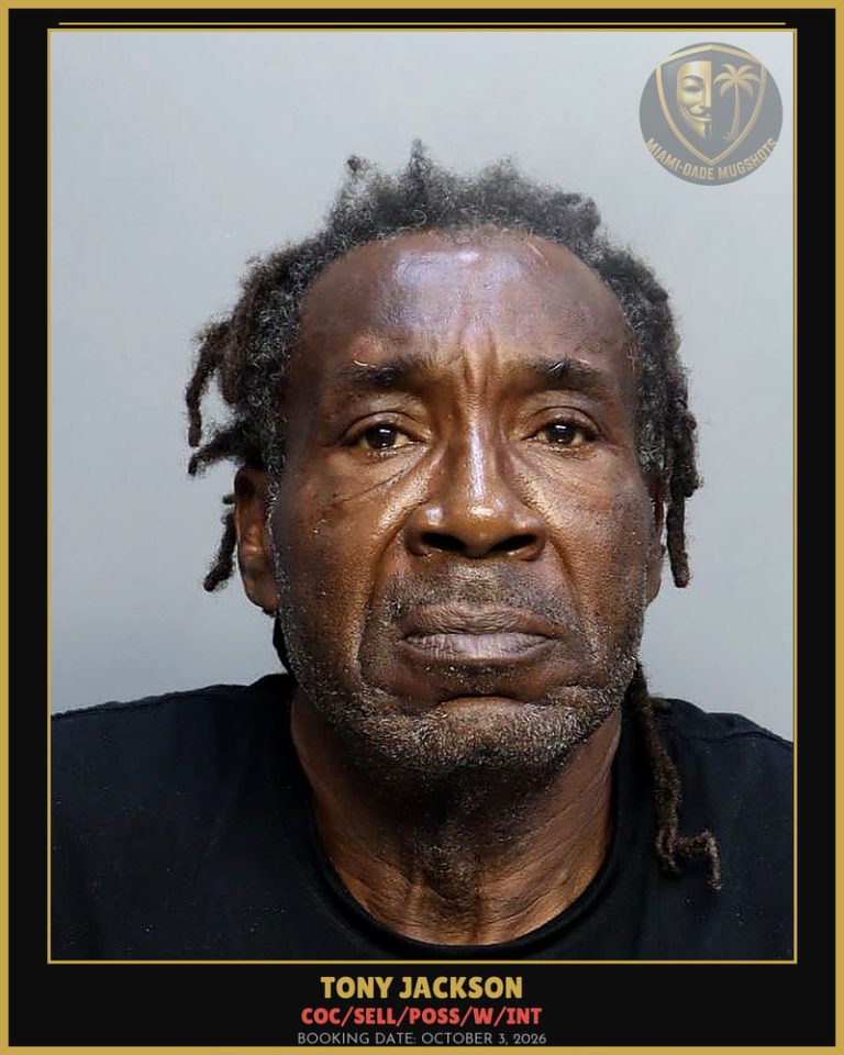 Jackson Tony Anthony Arrested – COC/SELL/POSS/W/INT – Miami-Dade County (October 3, 2026)