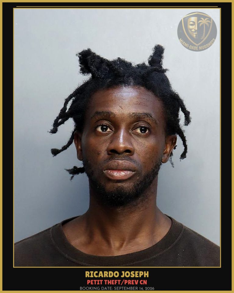 Joseph Ricardo Arrested – PETIT THEFT/PREV CN – Miami-Dade County (September 14, 2026)