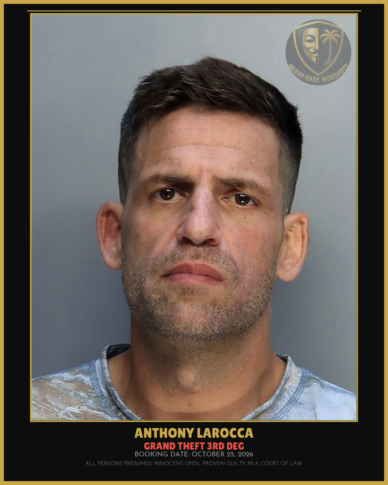 Larocca Anthony  Paul Arrested – Grand Theft 3Rd Deg – Miami-Dade County (October 25, 2026)