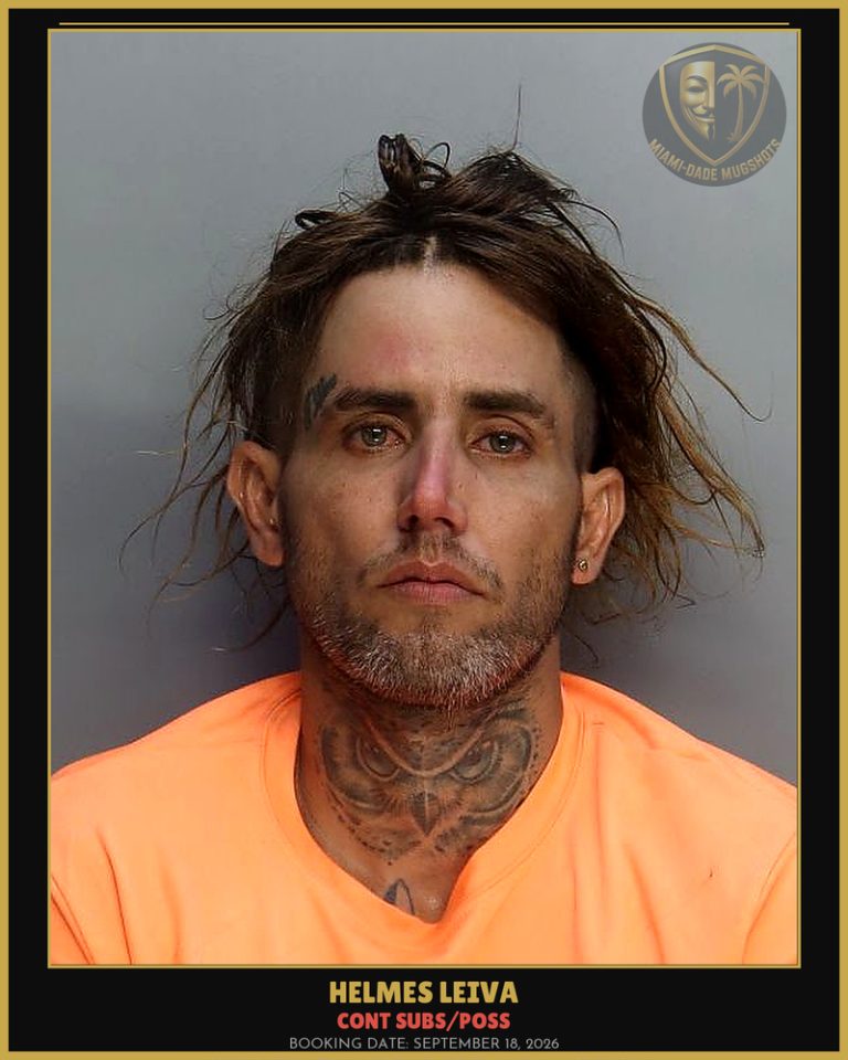 Leiva Helmes Arrested – CONT SUBS/POSS – Miami-Dade County (September 18, 2026)