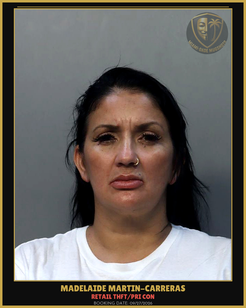 Martin-Carreras Madelaide Arrested – Retail Thft/Pri Con – Miami-Dade County (Unknown)