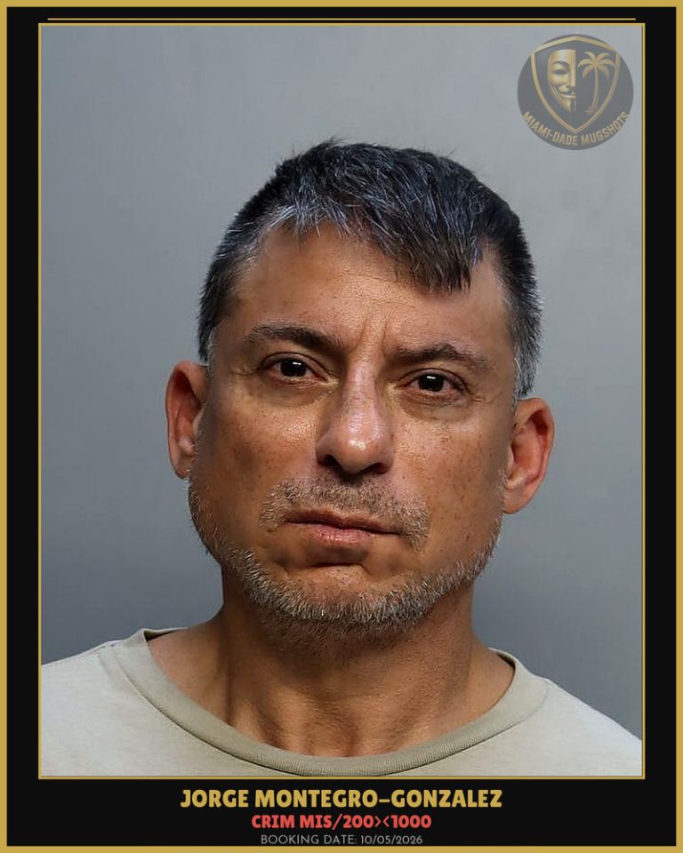 Montegro-Gonzalez Jorge  Luis Arrested – CRIM MIS/200><1000 – Miami-Dade County (Unknown)