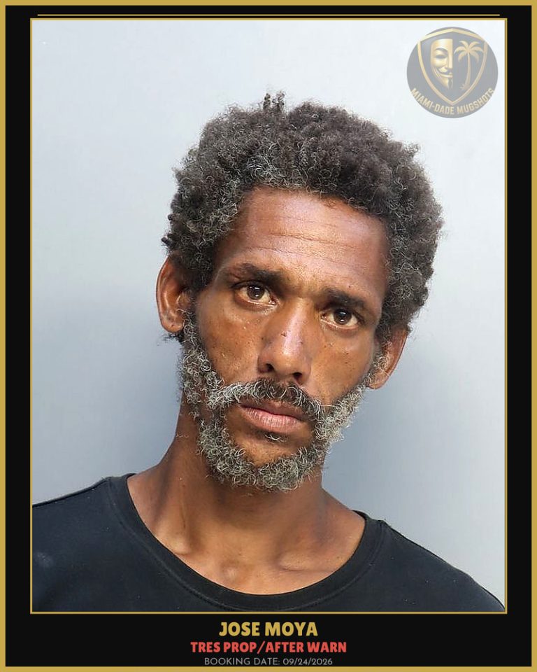 Moya Jose Arrested – TRES PROP/AFTER WARN – Miami-Dade County (Unknown)