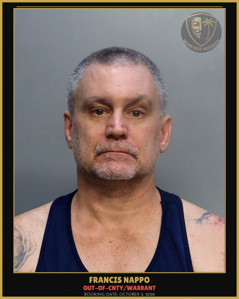 Nappo Francis Angelo Arrested – OUT-OF-CNTY/WARRANT – Miami-Dade County (October 2, 2026)
