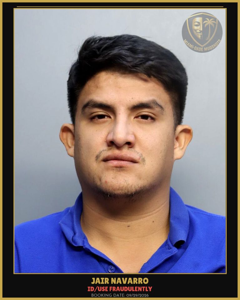 Navarro Jair  Antonio Arrested – ID/USE FRAUDULENTLY – Miami-Dade County (Unknown)