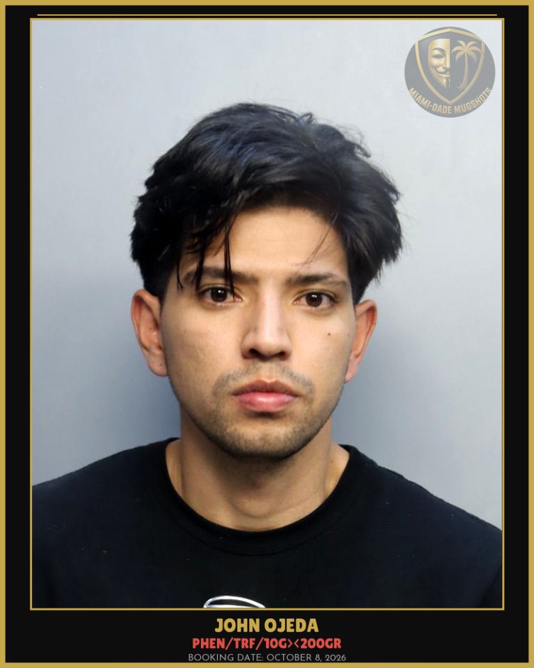 Ojeda John  Dejesus Arrested – PHEN/TRF/10G><200GR – Miami-Dade County (October 8, 2026)