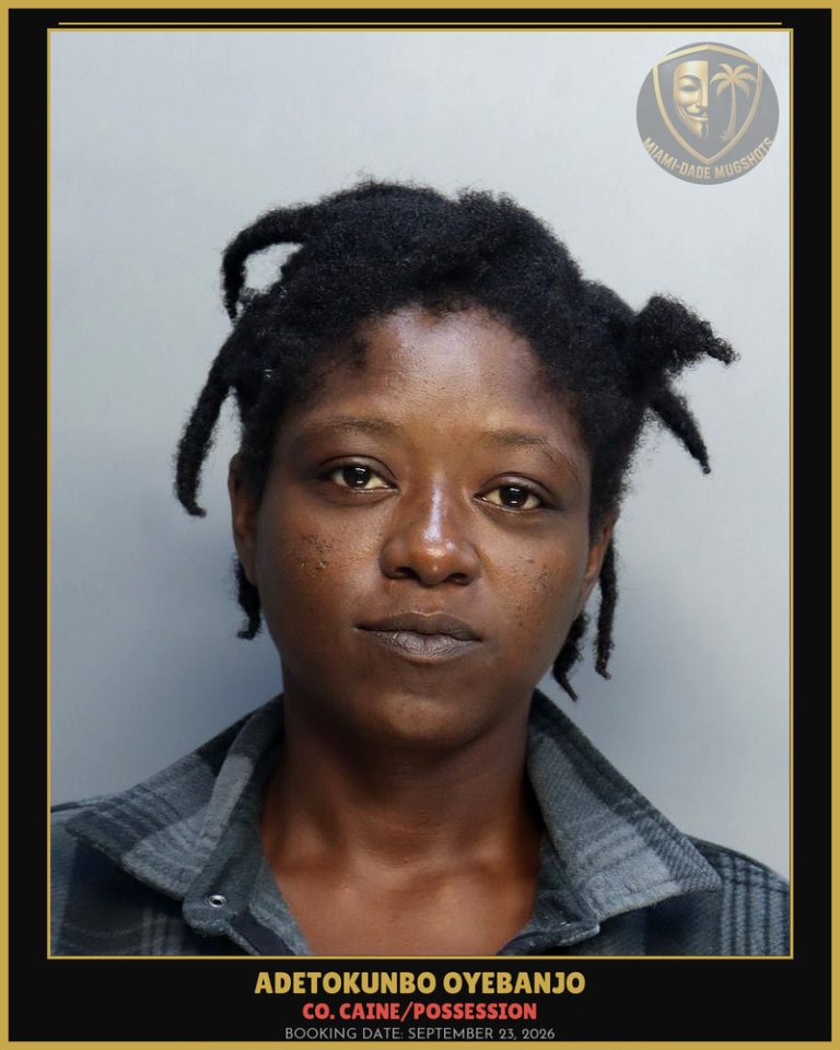 Oyebanjo Adetokunbo Rebekah Arrested – Co. Caine/POSSESSION – Miami-Dade County (September 23, 2026)