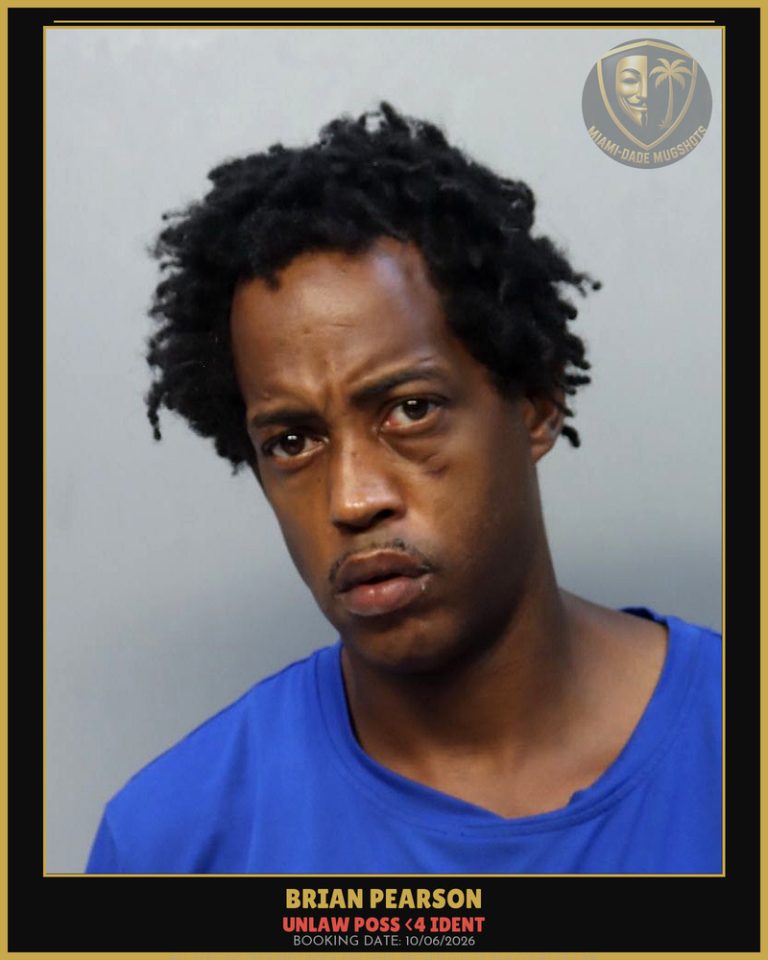 Pearson Brian  Joseph Arrested – UNLAW POSS <4 IDENT – Miami-Dade County (Unknown)