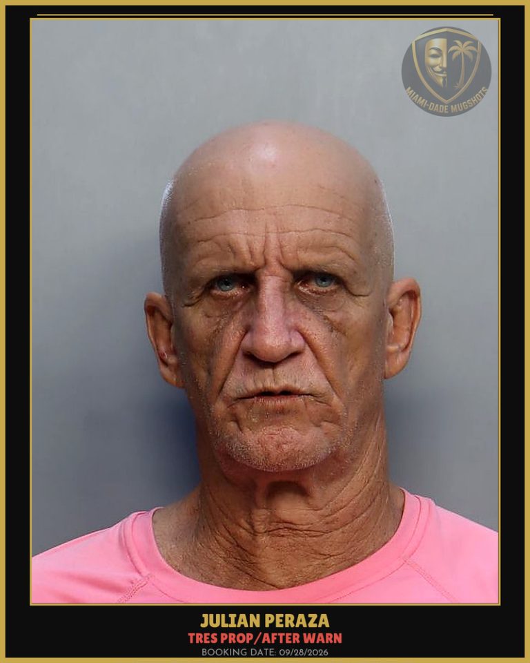 Peraza Julian Arrested – TRES PROP/AFTER WARN – Miami-Dade County (Unknown)