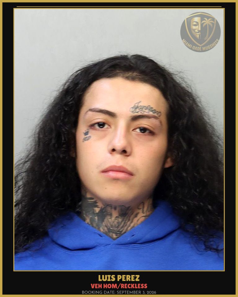 Perez Luis Manuel Arrested – VEH HOM/RECKLESS – Miami-Dade County (September 3, 2026)