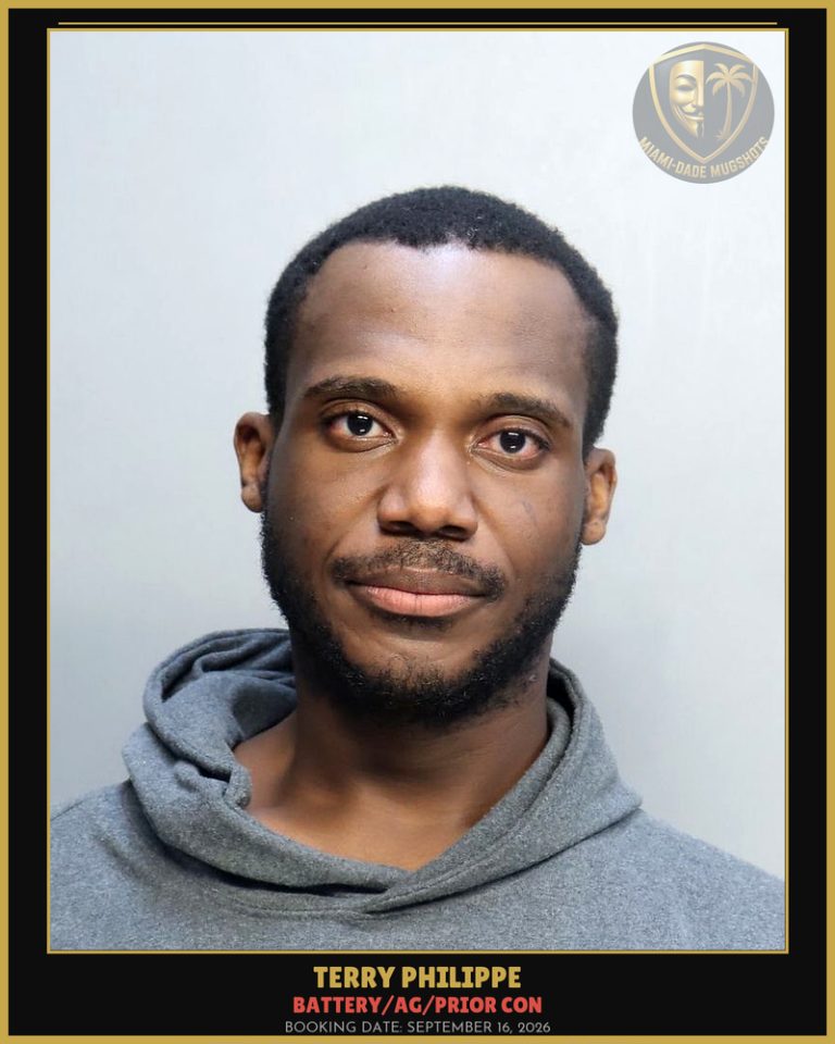 Philippe Terry  Jordan Arrested – BATTERY/AG/PRIOR CON – Miami-Dade County (September 16, 2026)