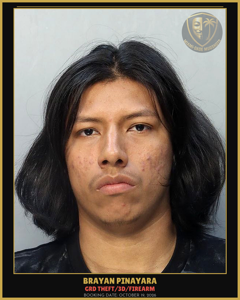 Pinayara Brayan Steven Arrested – Grd Theft/3D/Firearm – Miami-Dade County (October 19, 2026)