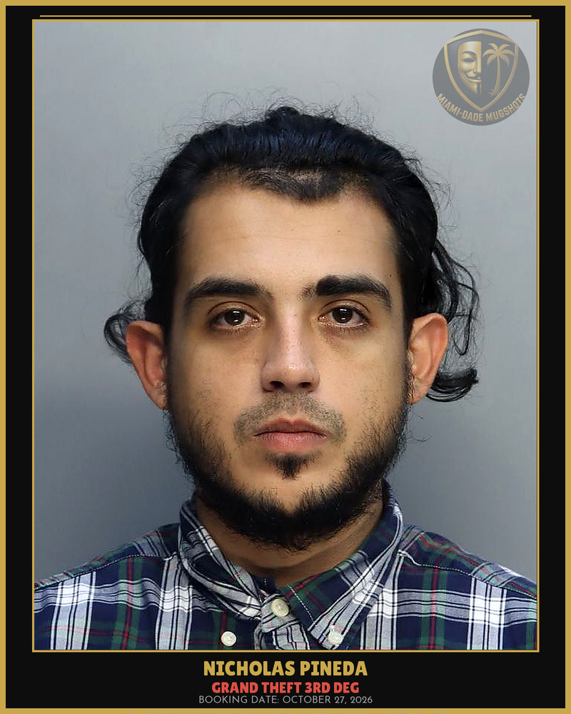 Pineda Nicholas Arrested – Grand Theft 3Rd Deg – Miami-Dade County (October 27, 2026)