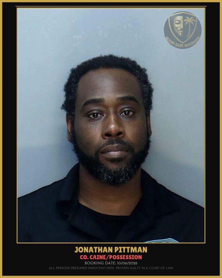 Pittman Jonathan  Philip Arrested – Co. Caine/POSSESSION – Miami-Dade County (Unknown)