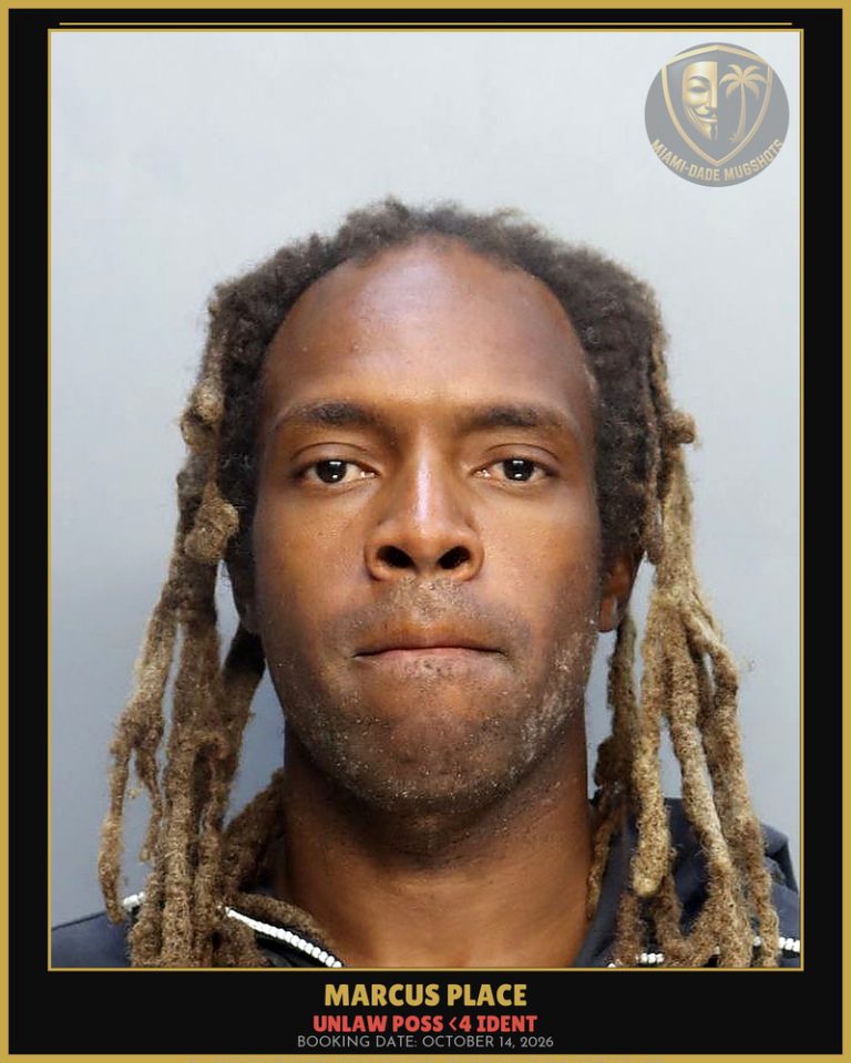 Place Marcus Preston Arrested – UNLAW POSS <4 IDENT – Miami-Dade County (October 14, 2026)