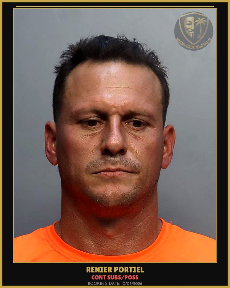 Portiel Renier J Arrested – CONT SUBS/POSS – Miami-Dade County (Unknown)