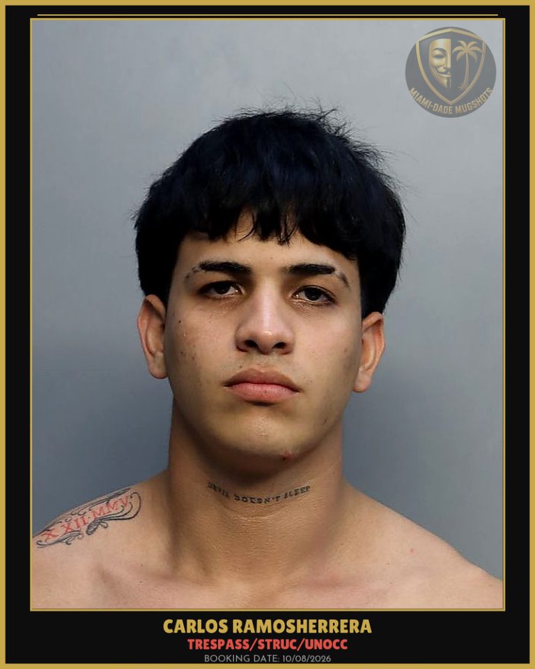 Ramosherrera Carlos  Manuel Arrested – TRESPASS/STRUC/UNOCC – Miami-Dade County (Unknown)