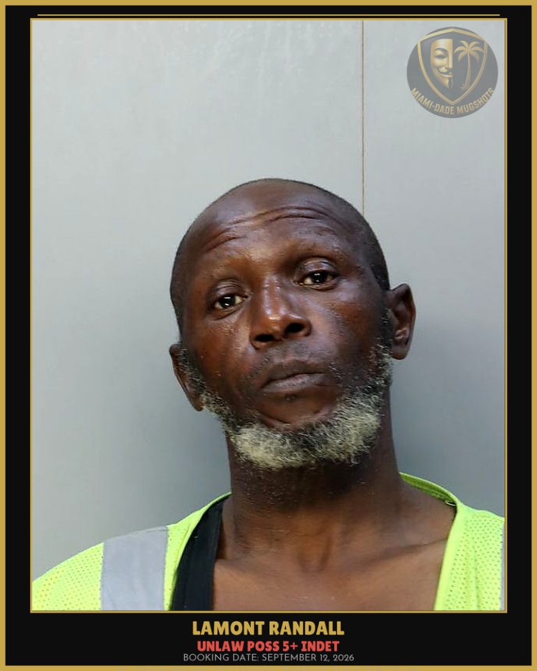 Randall Lamont  J Arrested – UNLAW POSS 5+ INDET – Miami-Dade County (September 12, 2026)