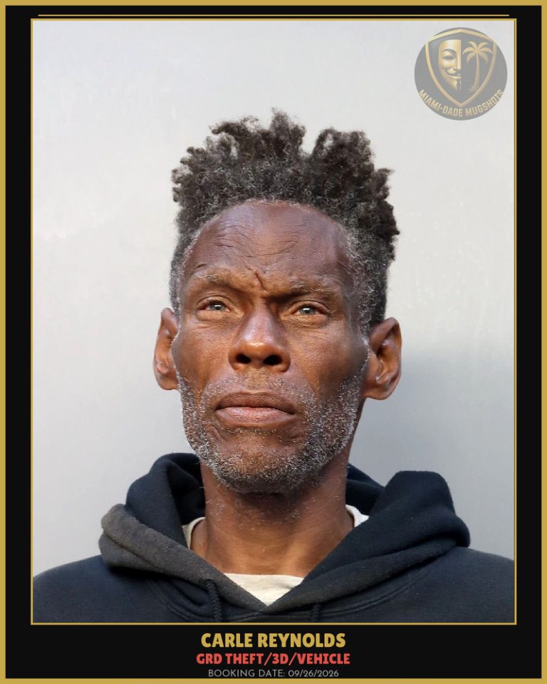 Reynolds Carle Arrested – GRD THEFT/3D/VEHICLE – Miami-Dade County (Unknown)