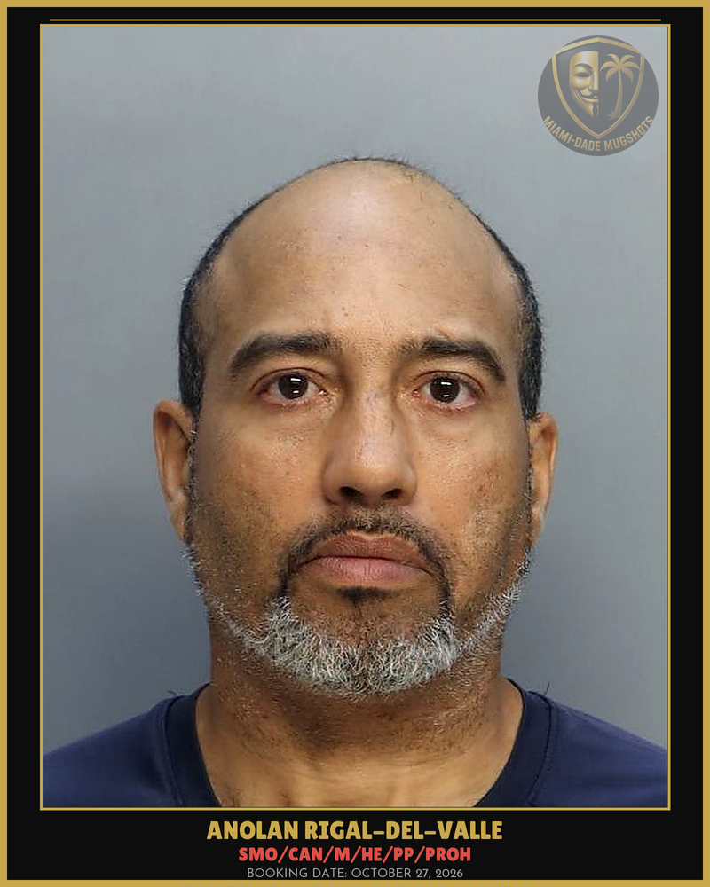 Rigal-Del-Valle Anolan Arrested – Smo/Can/M/He/Pp/Proh – Miami-Dade County (October 27, 2026)