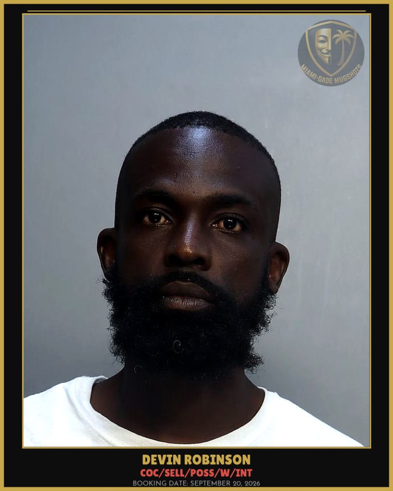 Robinson Devin Arrested – COC/SELL/POSS/W/INT – Miami-Dade County (September 20, 2026)