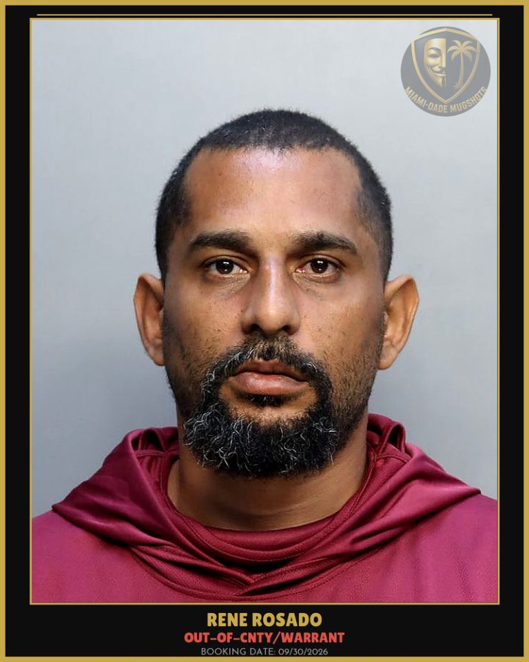 Rosado Rene Santiago Arrested – OUT-OF-CNTY/WARRANT – Miami-Dade County (Unknown)